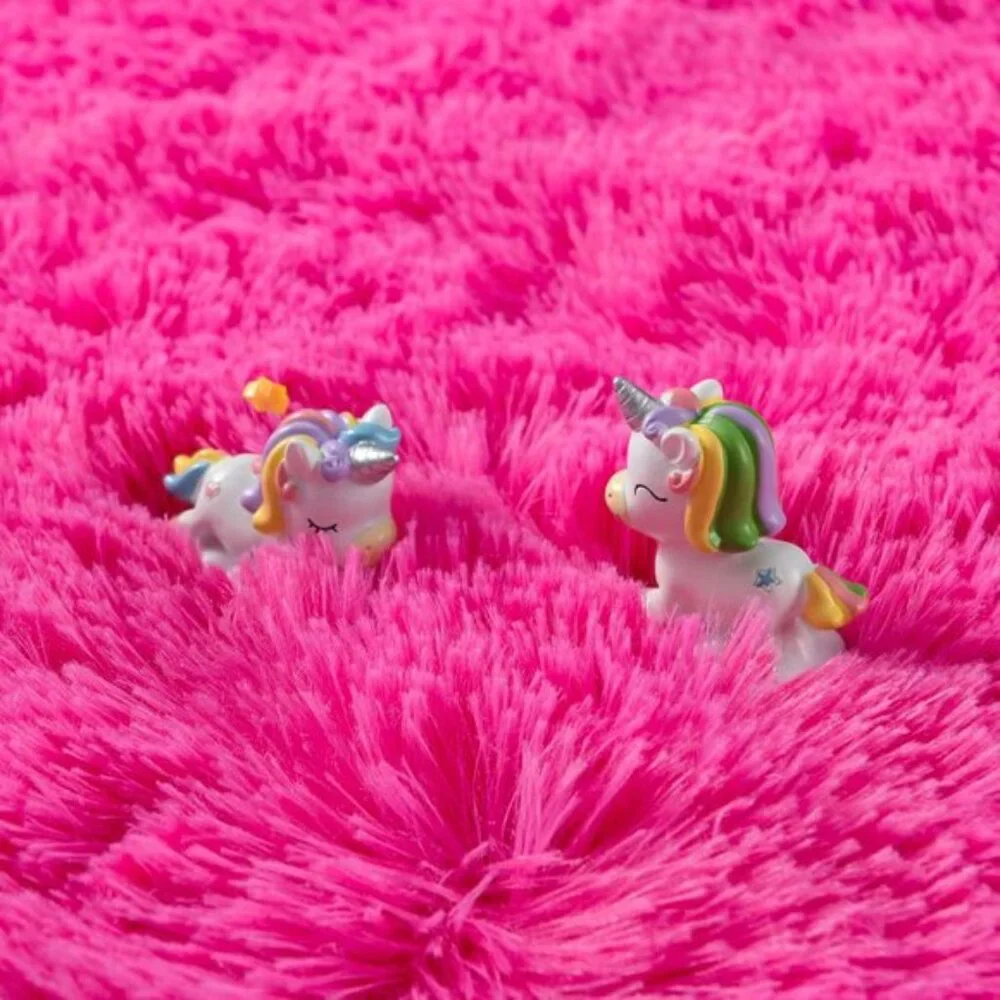 New 6x9 Hot Pink Plush Area Rug, Soft Shaggy Furry Carpet for Kids & Dorm Room